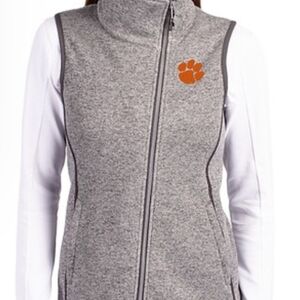 NWT Clemson Tigers Cutter & Buck Mainsail Sweater Knit Womens Asymmetrical Vest